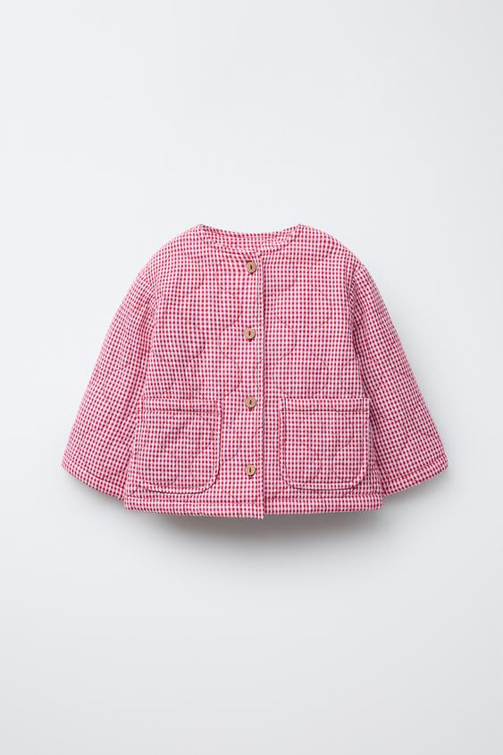 GINGHAM PRINT QUILTED JACKET | Zara US