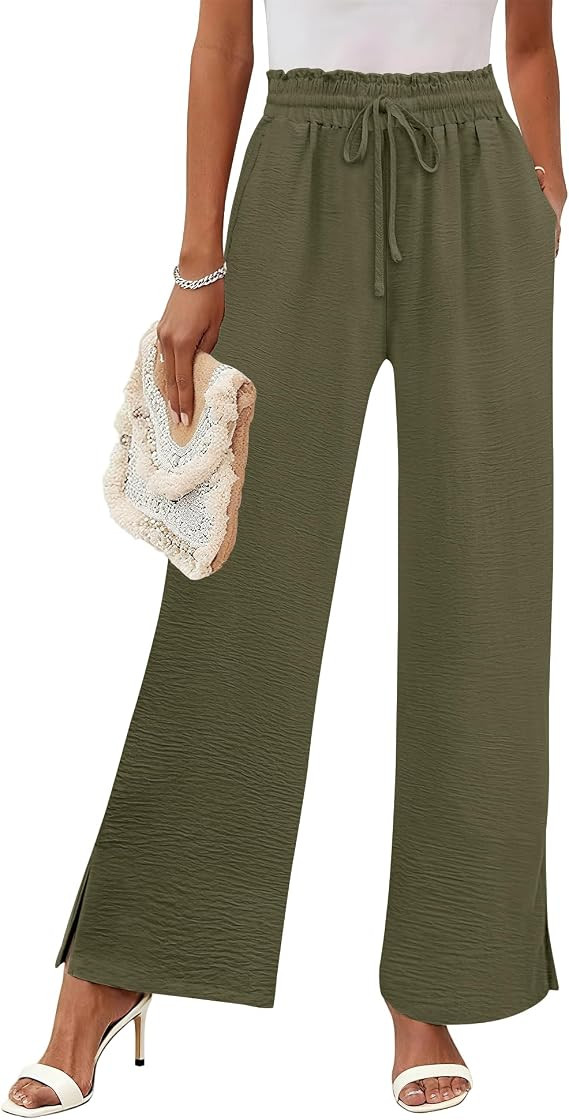 Rapbin Wide Leg Pants Woman Palazzo Pants High Waisted Drawstring Spring Summer Casual Flowy Trou... | Amazon (US)