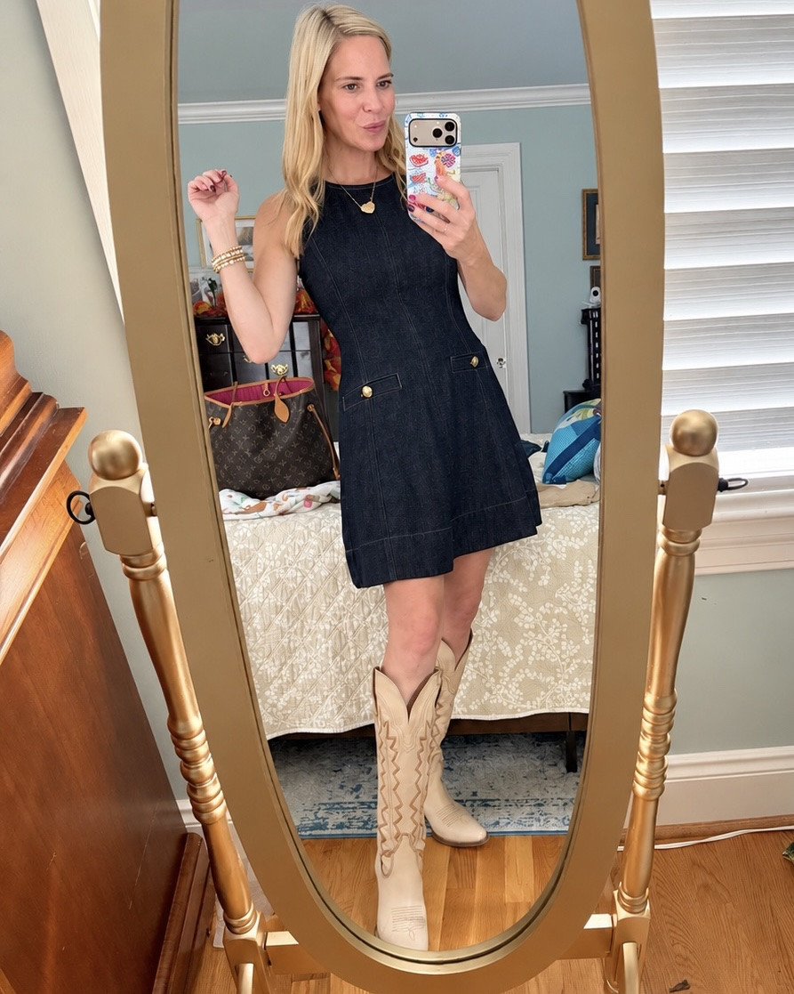 💙 Free Assembly Denim Mini Dress + Western Boots

A classic denim mini dress gets a fun fall update with cream Western boots! 🤎🤠 This Free Assembly dress has the cutest structured silhouette, gold button details, and front pockets—and it’s such an easy piece to dress up or down.

I added a colorful silk scarf for another way to style it, but honestly, the boots alone make this outfit! ✨ Perfect for fall transition, date nights, dinners, or a casual day out.

Denim mini dress, Free Assembly dress, Walmart fashion, affordable fall outfit, Western boots outfit, cream cowboy boots, denim dress outfit, fall transition outfit, Southern style, preppy fall style, women over 40 fashion, casual chic outfit, Western-inspired outfit, silk scarf styling 🤎💙🤠✨

#LTKOver40 #LTKSaleAlert #LTKootd