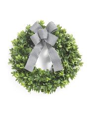 21in Boxwood Wreath With Bow | Marshalls