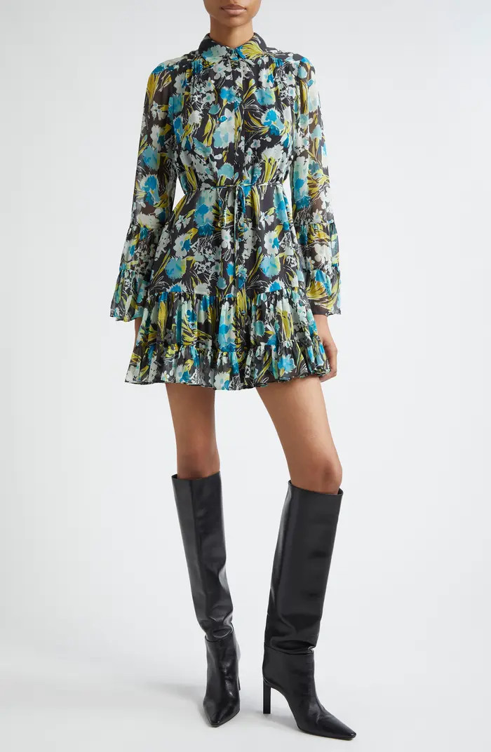 Cinq à Sept Lyra Tossed Floral Long Sleeve Minidress | Nordstrom | Nordstrom