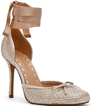 Steve Madden Larina Satin Rhinestone Ballet Square Toe Stiletto Lace Up Dress Pumps - 6.5 | Dillard's