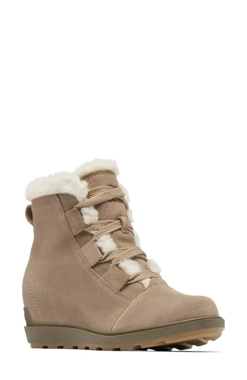 SOREL Evie II Cozy Waterproof Wedge Bootie in Omega Taupe/Wet Sand at Nordstrom, Size 6.5 | Nordstrom