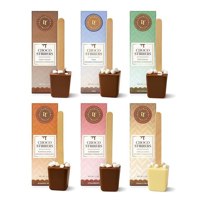 Luxurious Treats Hot Chocolate Spoons 6 Pack Hot Cocoa Stir Sticks with Marshmallow Gourmet Indiv... | Amazon (US)