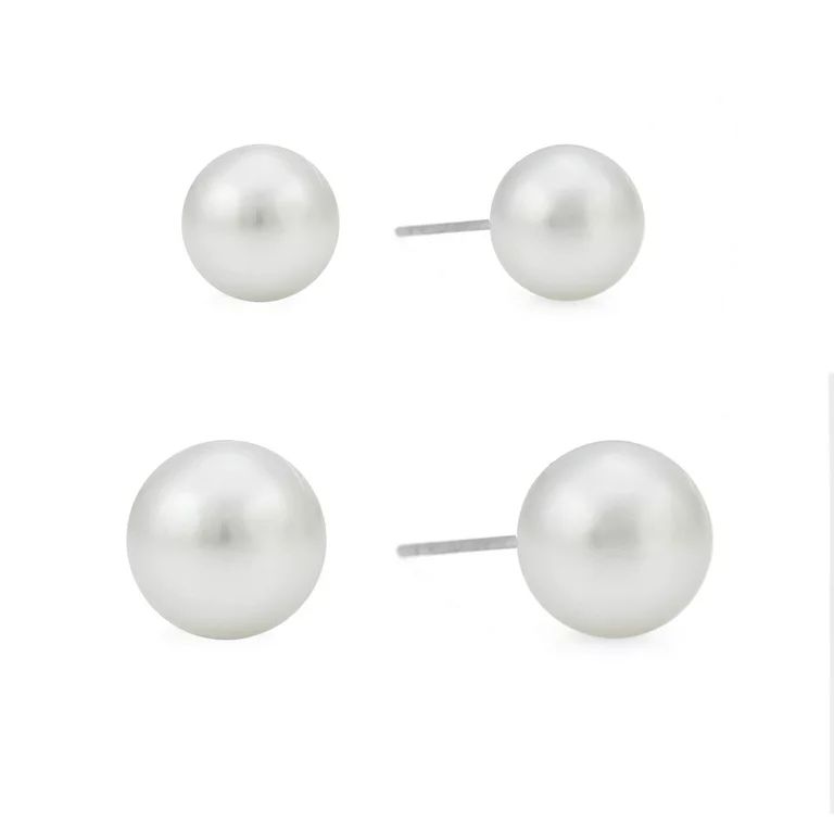 Duo White Pearl Post Earrings | Walmart (US)