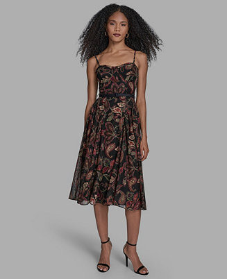 BCBG Women's Printed Sweetheart Neck Midi Dress - Macy's | Macy's