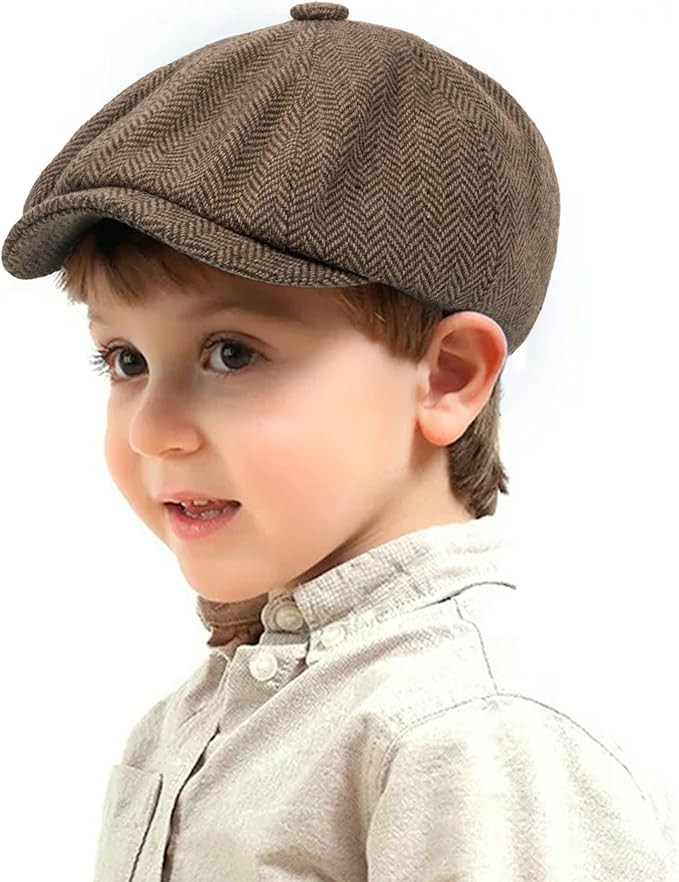Kids Boys Wool Newsboy Cap - Vintage Tweed Flat Beret Cabbie Hat for Toddler Boys Girls Pageboy(f... | Amazon (US)