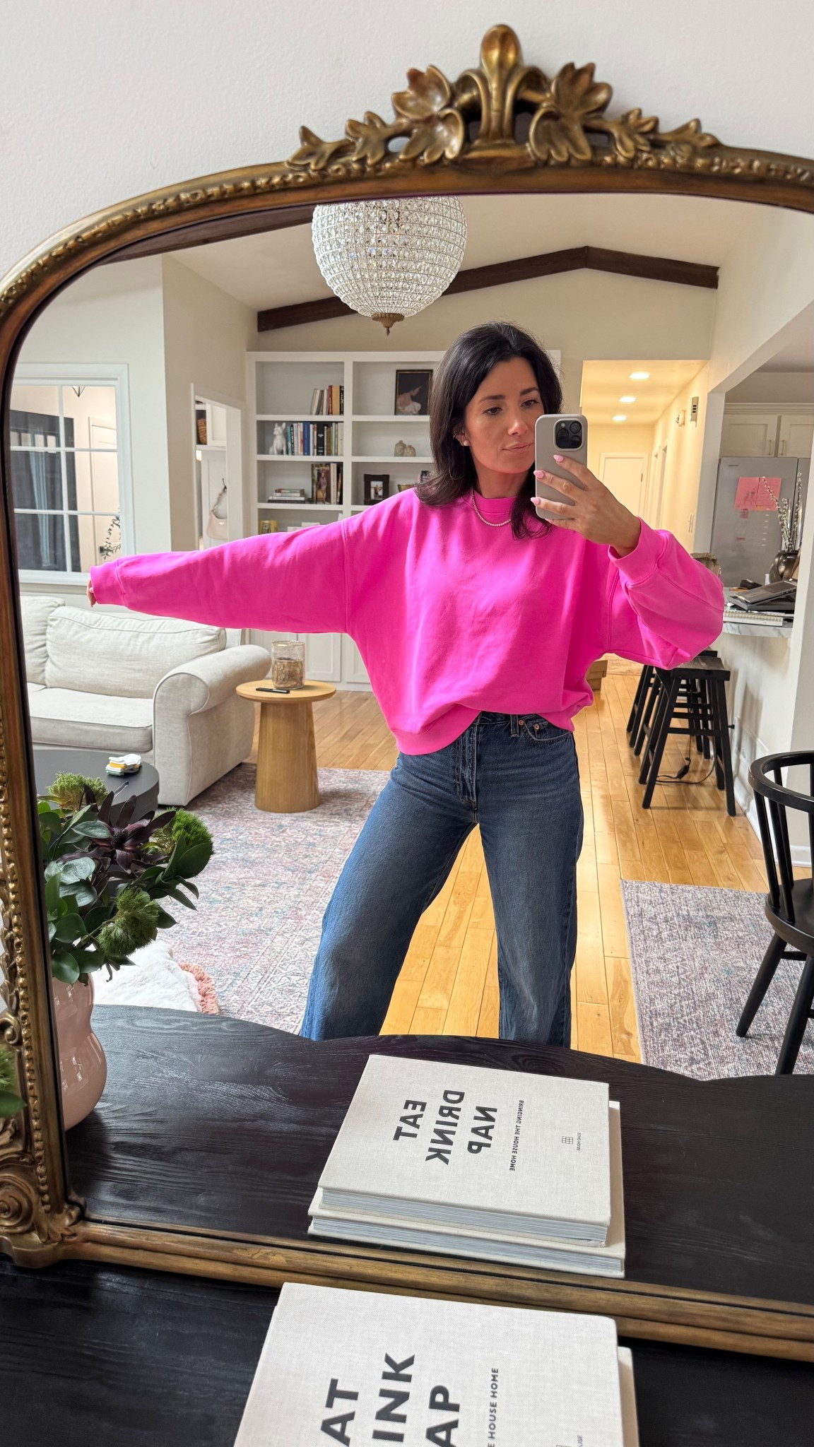 Obsessed with this color! I get so many compliments the best sweatshirt wearing a small

And THE JEANS 😍





#LTKWorkwear #LTKmomlife #LTKstorytime