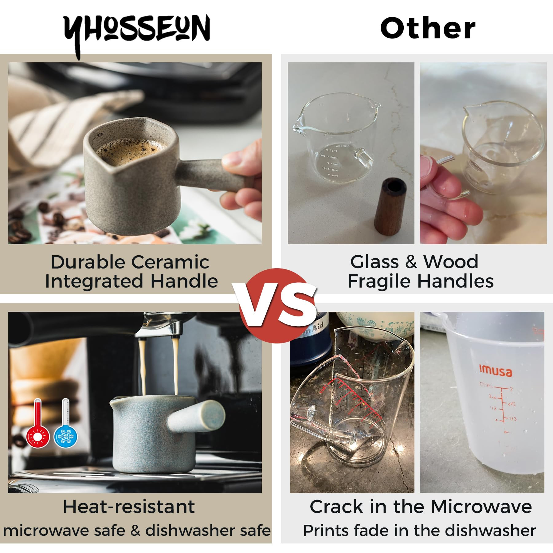 Espresso Measuring Cup, Ceramic Espresso Cup with Handle, Expresso Shots Cups Double Spouts Milk ... | Amazon (US)