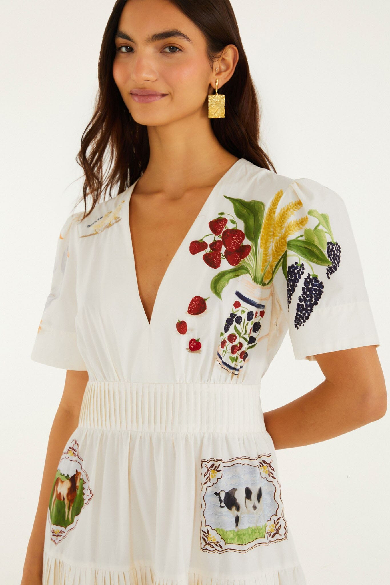 Country Table Winter Short Sleeve Midi Dress | FARM Rio | FarmRio (US)