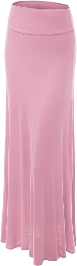 Made By Johnny Women's Solid Basic Lightweight Floor Length Flare Long Maxi Lounge Skirt (S~3XL) | Amazon (US)