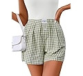 LOMON Womens Boxer Shorts Casual Summer Cotton Pajama Lounge Sleep Pj Gingham Plaid Shorts Y2K Be... | Amazon (US)