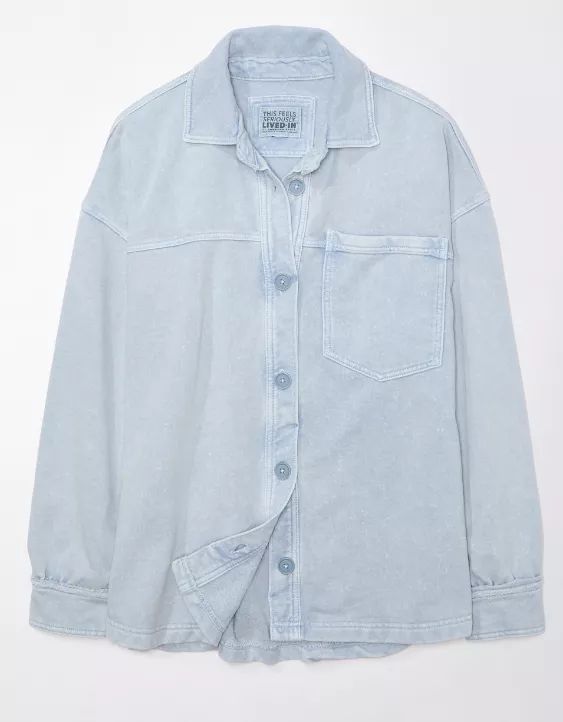 AE Oversized Knit Button-Up Shirt | American Eagle Outfitters (US & CA)