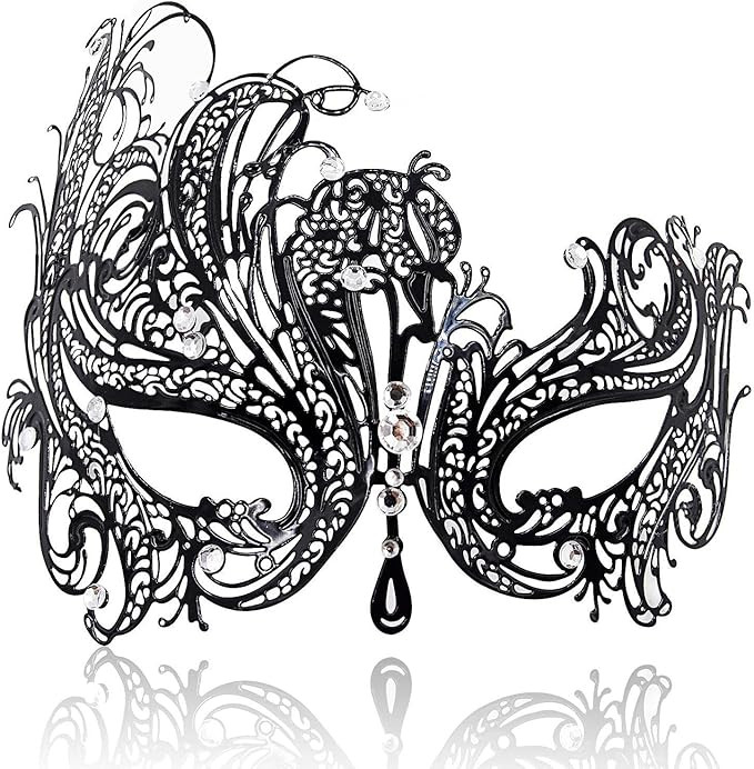 FaceWood Masquerade Mask for Women Ultralight Metal Mask Shiny Metal Rhinestone Venetian Pretty P... | Amazon (US)