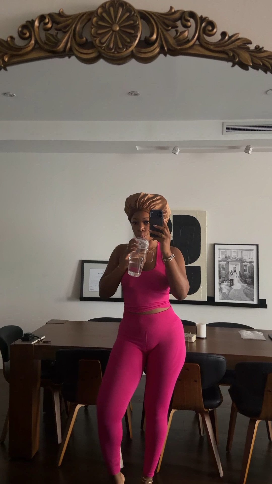 Wearing medium top and large bottoms