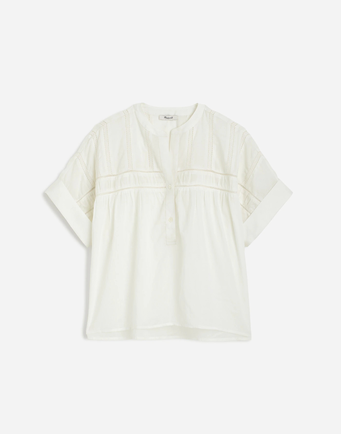 Lace-Inset Pintucked Henley Top | Madewell
