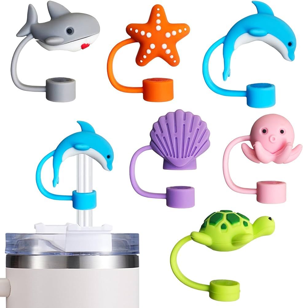 6PCS Straw Cover Cap for Stanley Cup, Silicone Sea Animal Straw Topper for Stanley 30&40 Oz Tumbl... | Amazon (US)