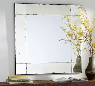 Tribeca Antiqued Glass Square Wall Mirror 40" x 40" | Pottery Barn (US)