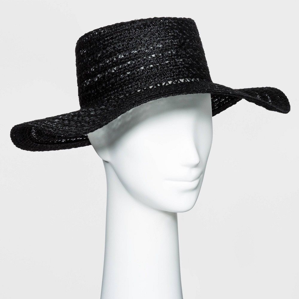 Women's Packable Braided Jute Boater Hat - Universal Thread Black | Target