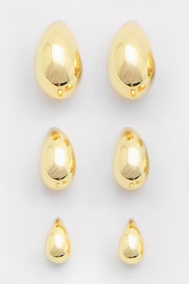 PACK OF 3 PAIRS OF TEARDROP EARRINGS | PULL and BEAR UK