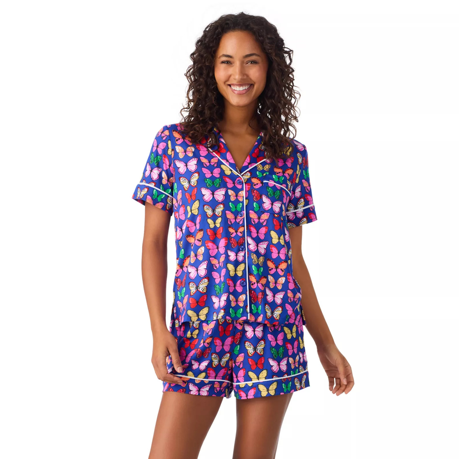 Women's Beauty Sleep Social 2-Piece Notch Pajama Top & Pajama Shorts Set | Kohl's