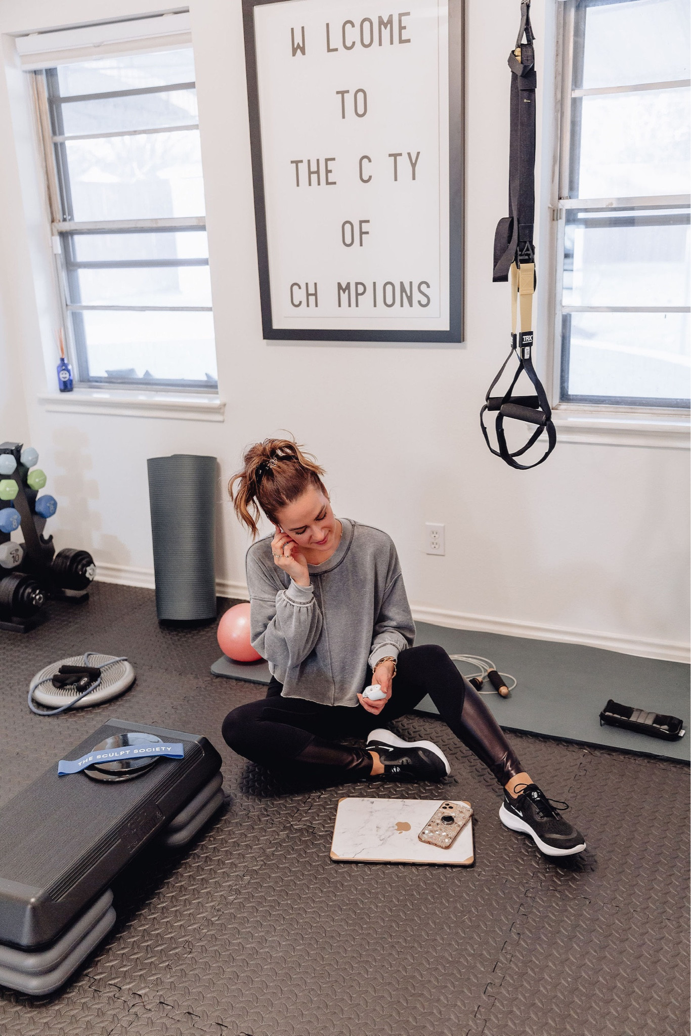 Home gym // At home gym, gym, garage, gym equipment, weights, weight lifting, fitness, gym setup, gym essentials, work out, home workout program, sporting goods, sport equipment, dumbbell set, yoga mat, suspension bands, ankle weights, weight rack, jump rope, exercise ball, cardio, strength training, full body workout, ab roller, wall hanging decor, workout motivation

#LTKhome