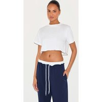 Cotton White Oversized Crop T-Shirt | PrettyLittleThing US