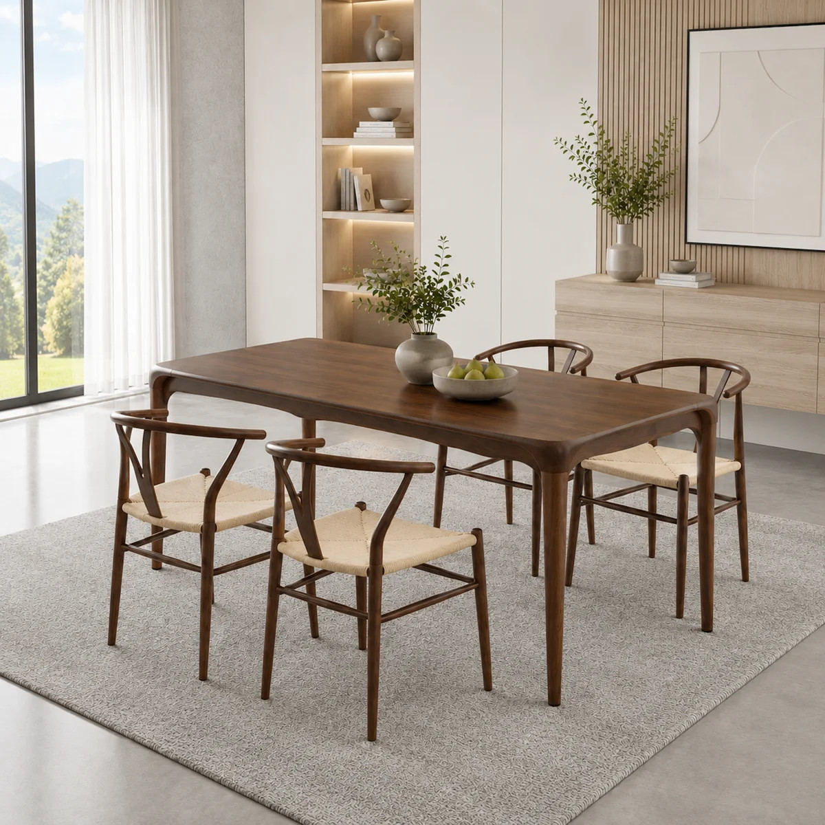 Mid Century Metal Wishbone Dining Chairs with Paper Cord Seats | Wayfair North America