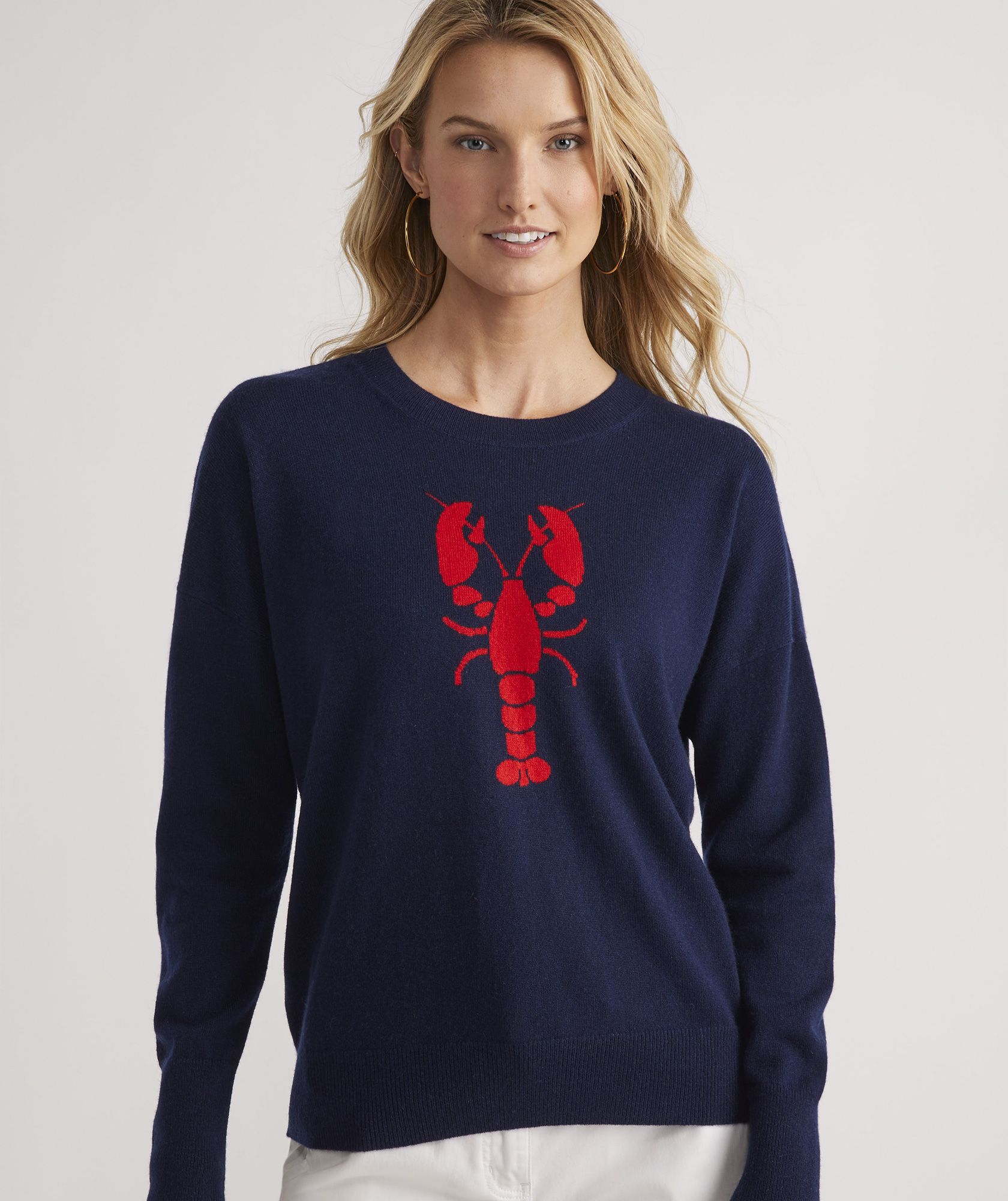 Lobster Intarsia Cashmere Crewneck Sweater | vineyard vines