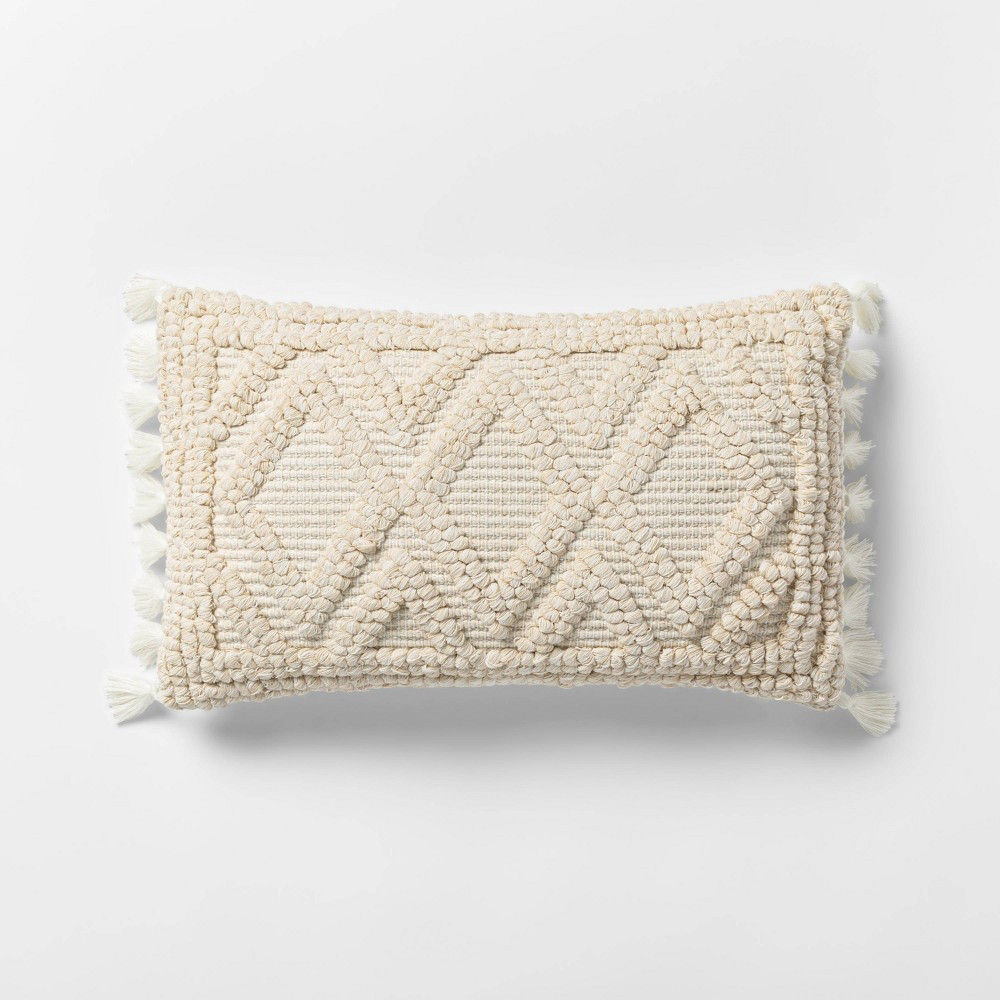 Woven Textured Diamond Lumbar Pillow Cream - Opalhouse | Target