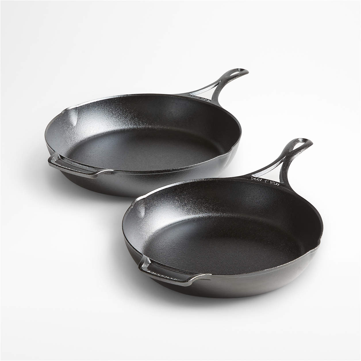 Lodge Blacklock 10.25" and 12" Seasoned Cast Iron Skillets Set + Reviews | Crate & Barrel | Crate & Barrel