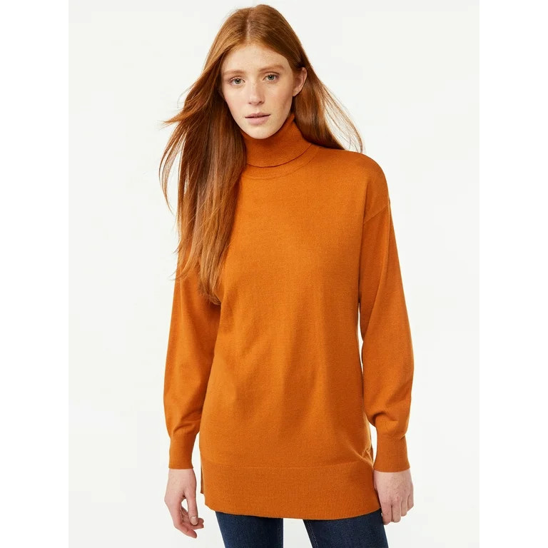 Free Assembly Women's Turtleneck Tunic Sweater - Walmart.com | Walmart (US)
