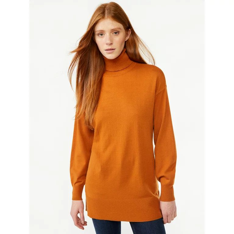 Free Assembly Women's Turtleneck Tunic Sweater - Walmart.com | Walmart (US)