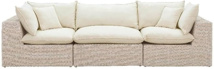 Cali 120" Natural Wicker Outdoor Modular Sofa - TOV Furniture | Amazon (US)