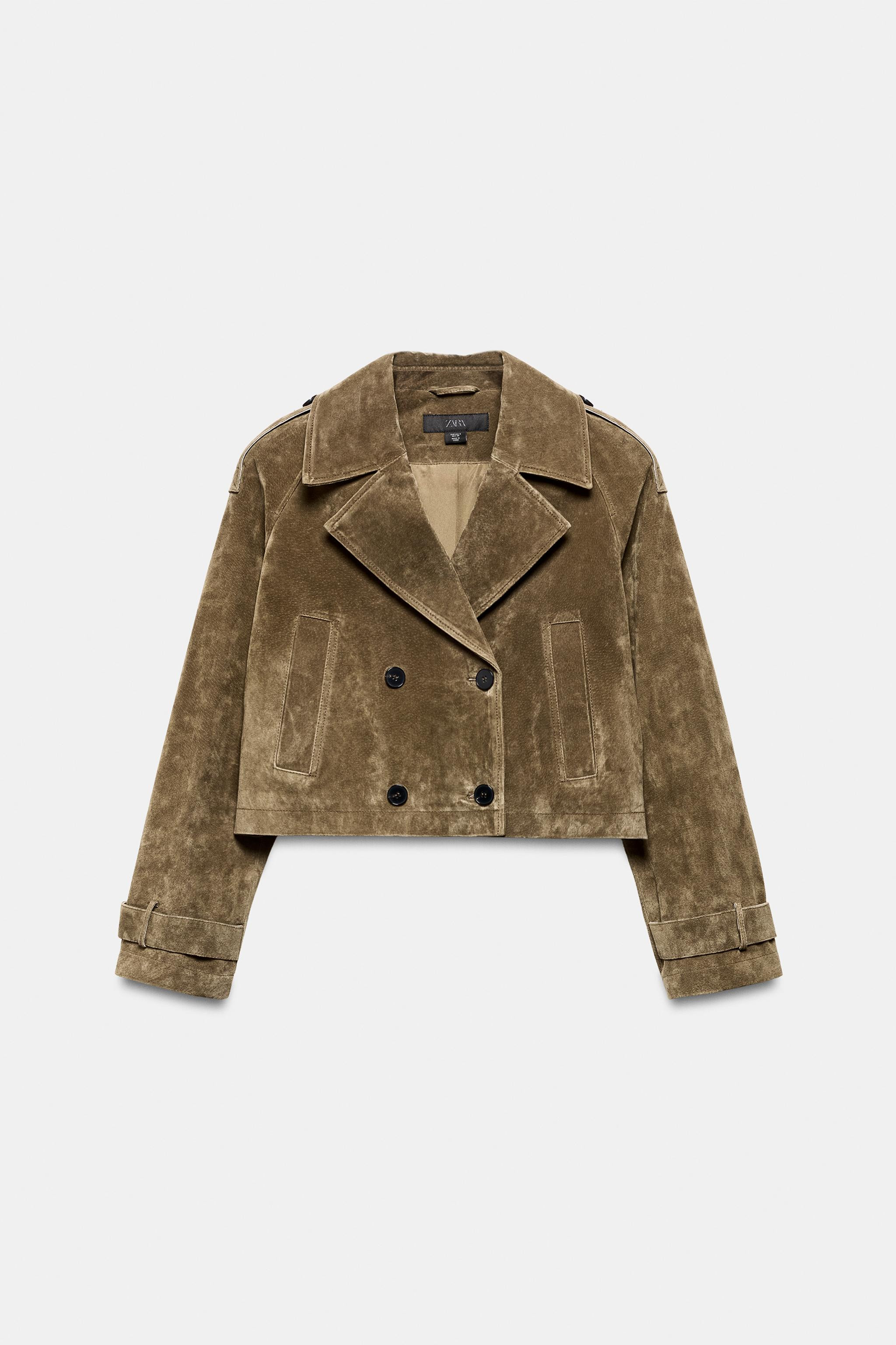 CROPPED DOUBLE-BREASTED 100% LEATHER TRENCH COAT | Zara US