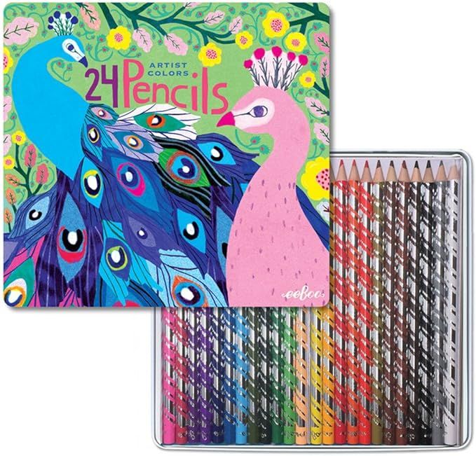 eeBoo Colored Pencils in Peacock Tin Case, Set of 24 | Amazon (US)
