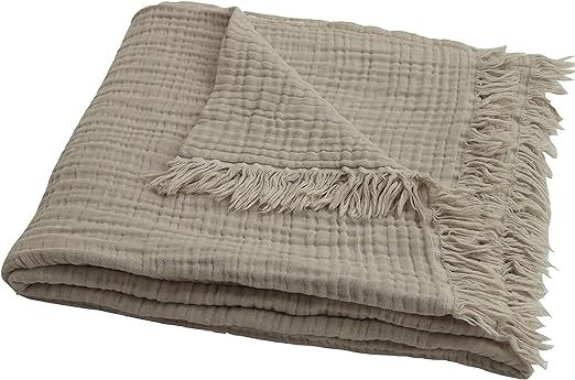 100% Pre-Washed Organic Muslin Cotton Throw Blanket for Adults, Kids, Couch. 4 Layers Plant Dyed ... | Amazon (US)