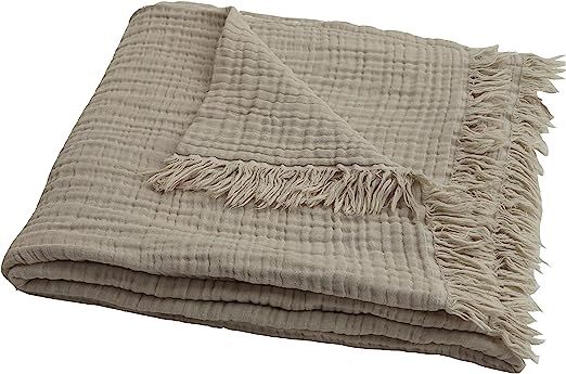 100% Pre-Washed Organic Muslin Cotton Throw Blanket for Adults, Kids, Couch. 4 Layers Plant Dyed ... | Amazon (US)