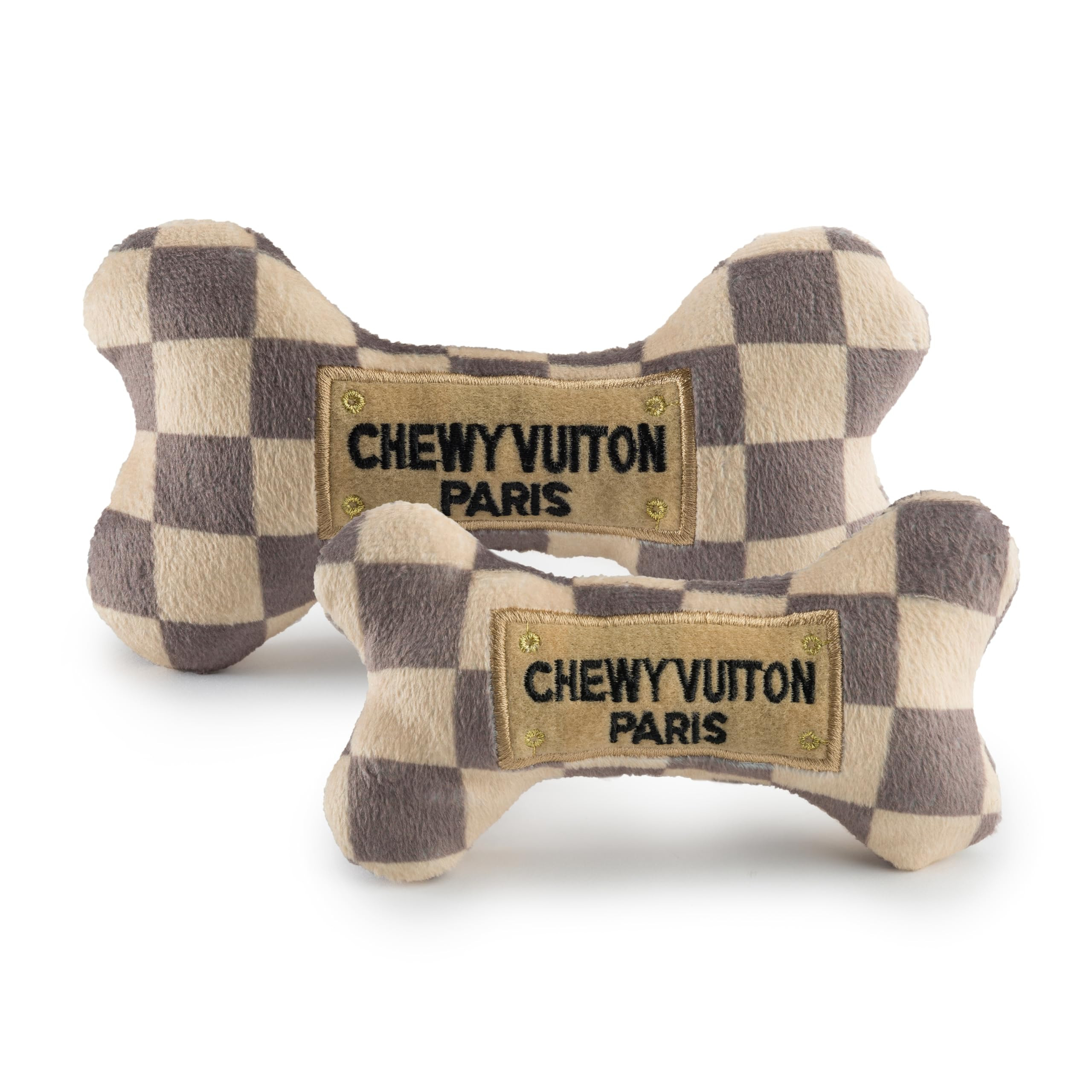 Haute Diggity Dog Checker Chewy Vuiton Bone, Plush Designer Dog Toys with Interactive Squeaker, S... | Amazon (US)