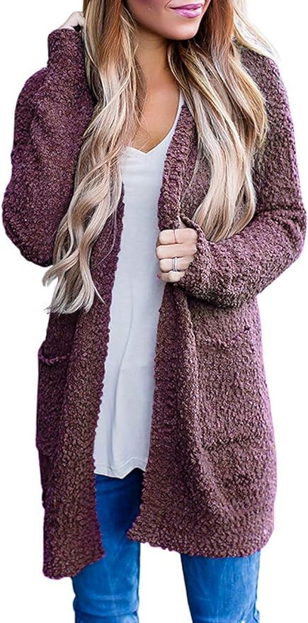 TECREW Women's Long Sleeve Sweater Open Front Cardigan Soft Chunky Knit Outwear with Pockets | Amazon (US)