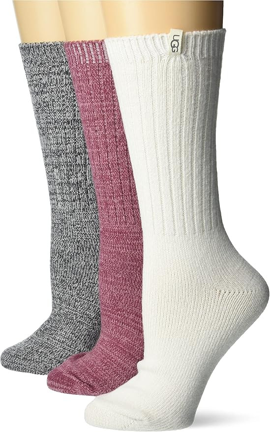 UGG womens Rib Knit Slouchy Crew 3 Pack | Amazon (US)