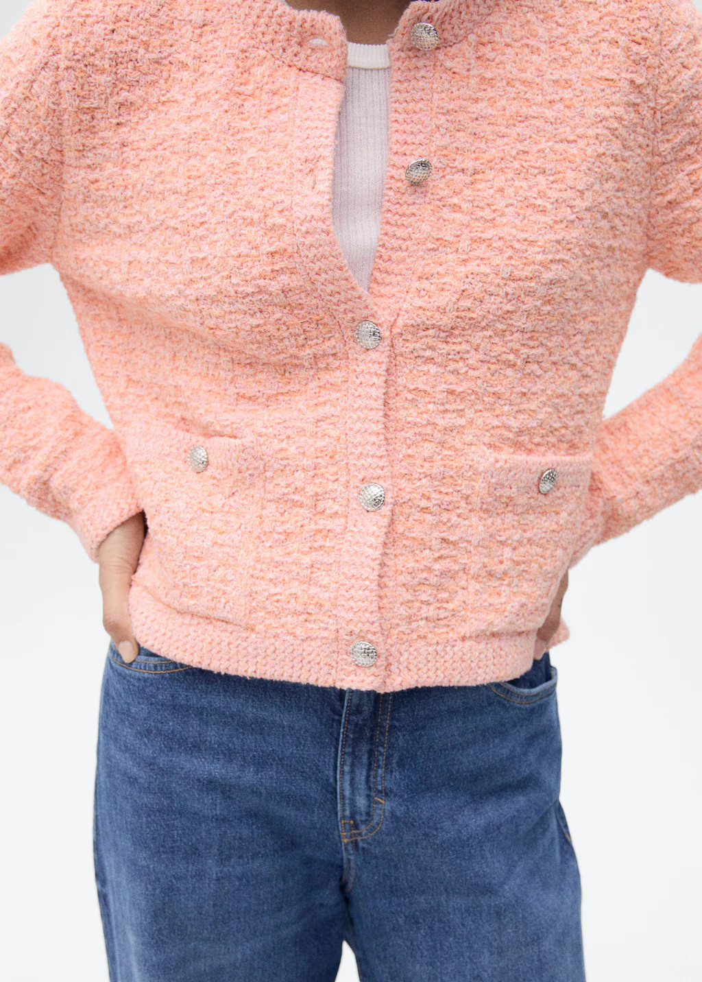 Tweed-effect jacket with jewel buttons - Women | MANGO USA | Mango (US/MX/AU)