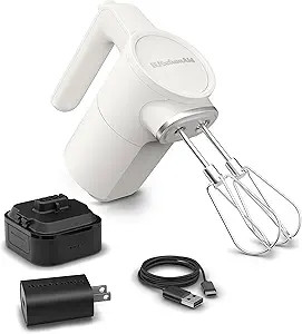 KitchenAid Go Cordless Hand Mixer - battery included, KHMR762, Porcelain White | Amazon (US)