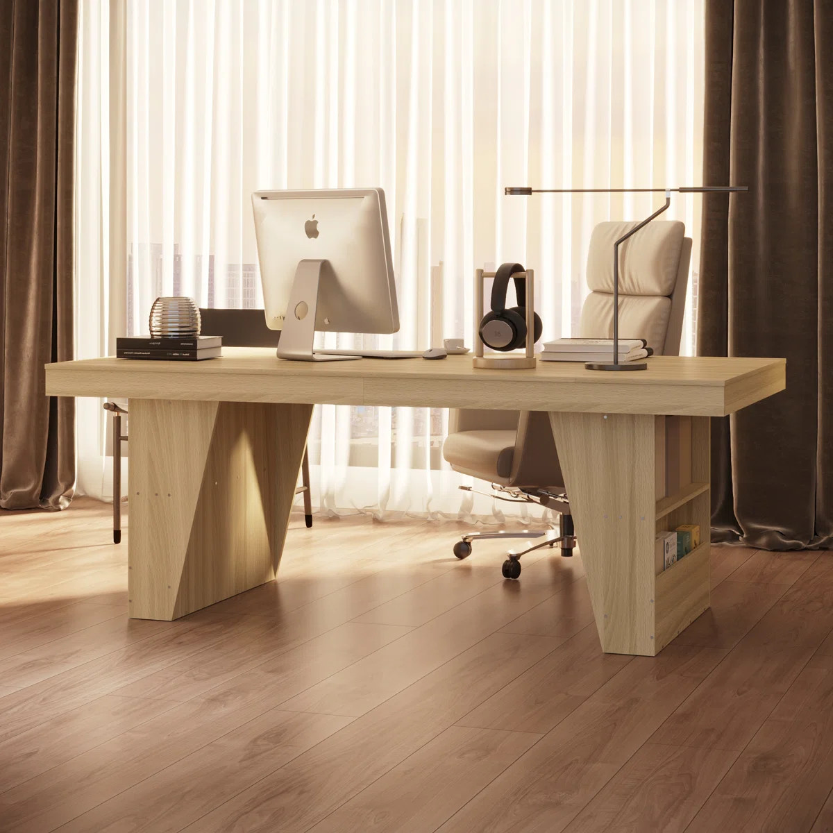 78.7'' W Desk With Shelves And Storage Compartments | Wayfair North America