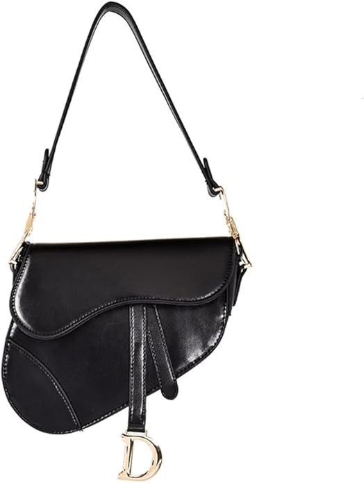 RomanticDesign Women Saddle Shoulder Bag Trendy Solid Color PU Leather Satchel Bag Underarm Handb... | Amazon (US)