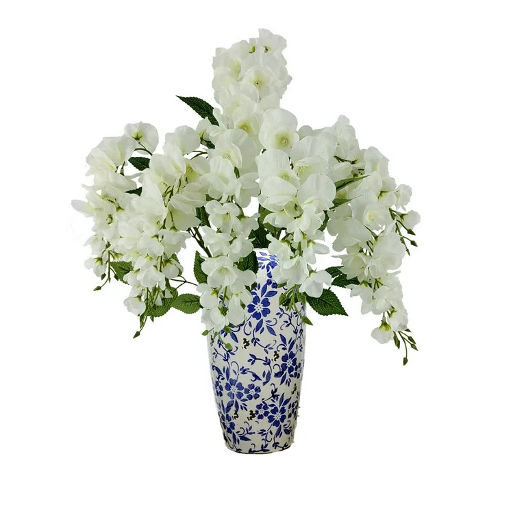 Mainstays 20 inch Artificial Flower, Wisteria Bouquet, White Color. Indoor Use. | Walmart (US)