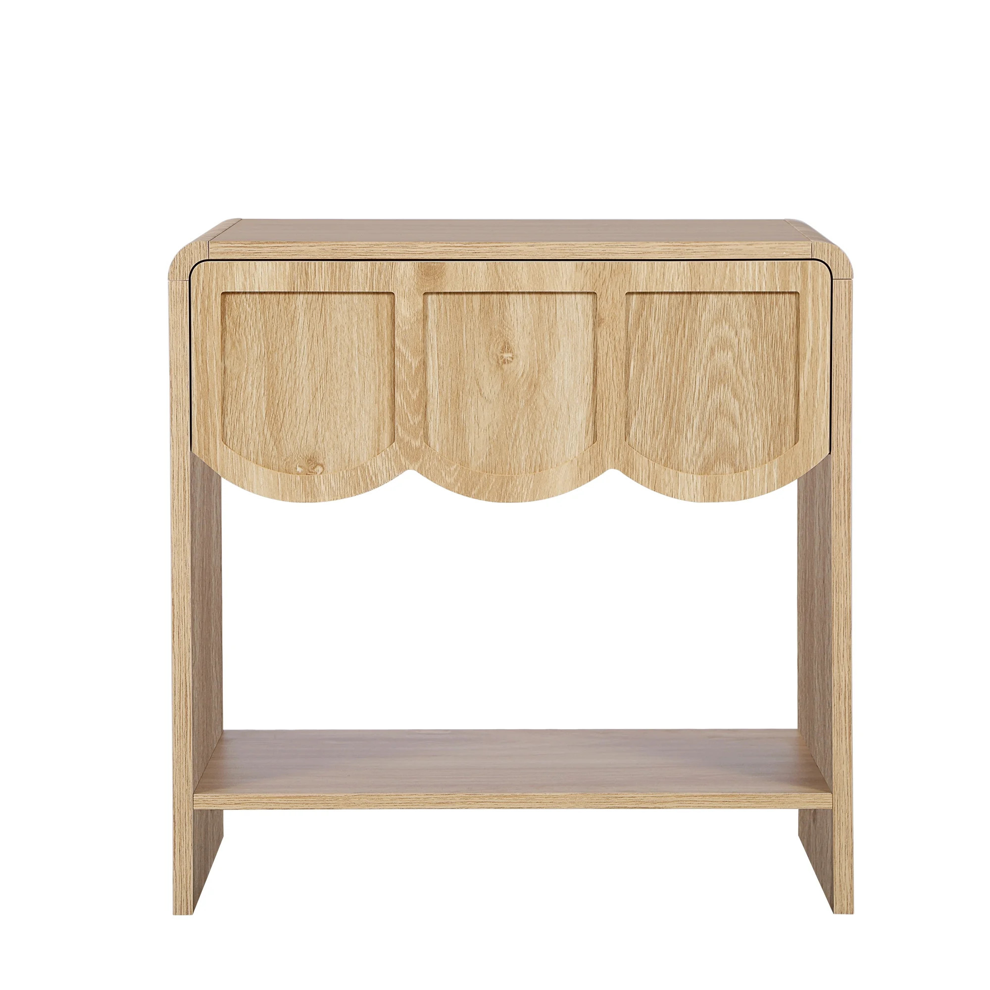 Wirrytor Natural Oak  Mid-Century Curved Nightstand with Drawer, Modern Bedside Table with Openin... | Walmart (US)