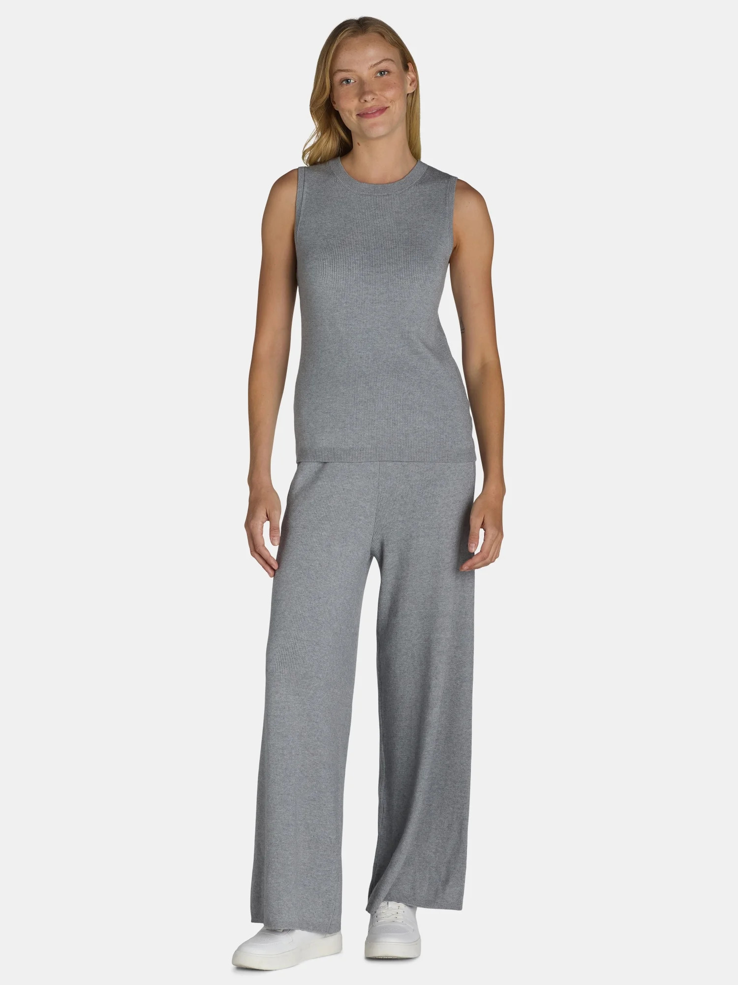 Time and Tru Women's Sweater Tank Top and Wide Leg Pants Set, 2-Piece, Sizes XS-XXXL | Walmart (US)