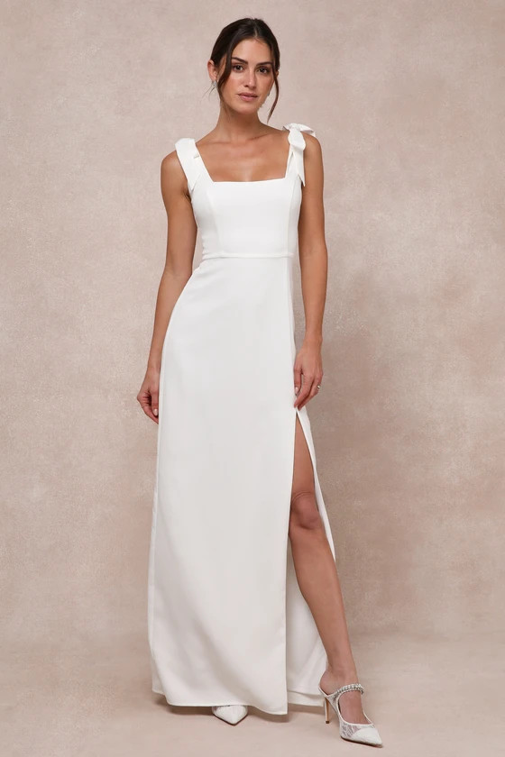 Your Sweetie White Tie-Strap Column Maxi Dress | Lulus