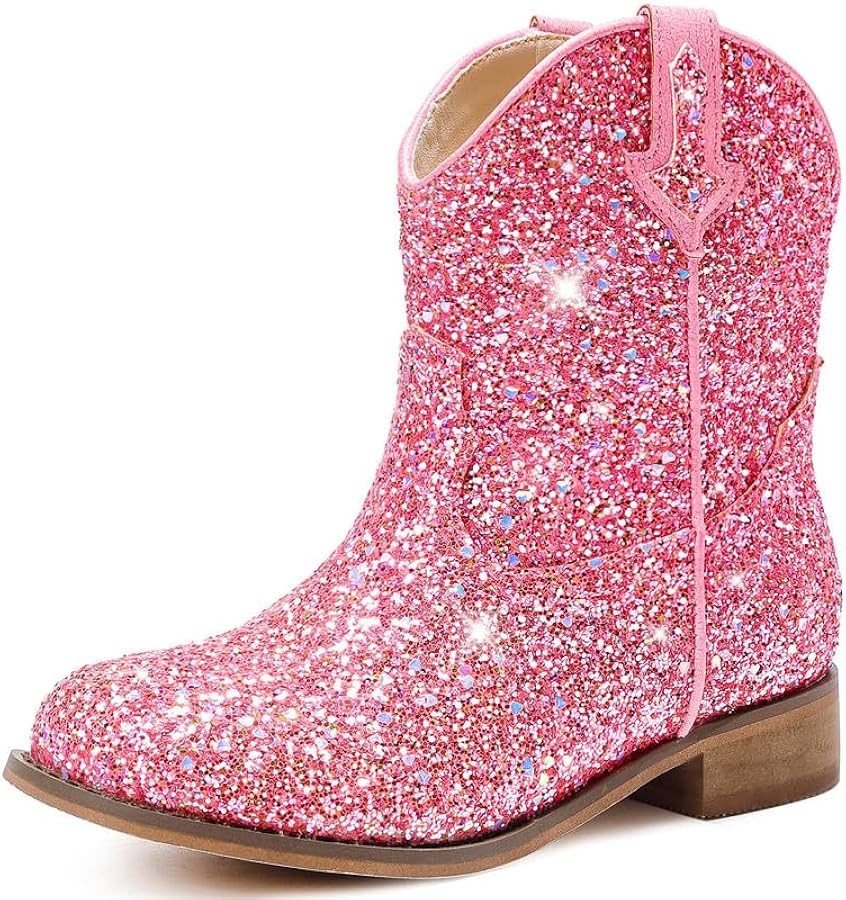 Toddler Girls Cowgirl Boots Western Glitter Cowboy Boot Ankle Boots Little Kids Big Kid Horse Rid... | Amazon (US)